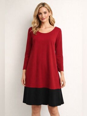 Leota Red and Black Colorblock Mini Dress